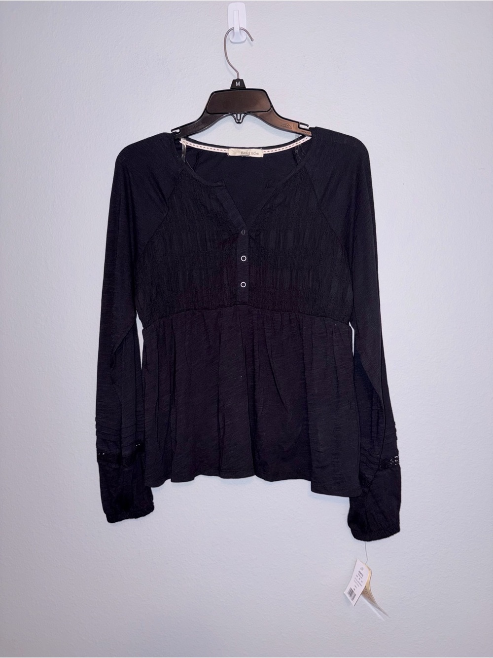 Rewind Smocked Long Sleeve Top Juniors Size S